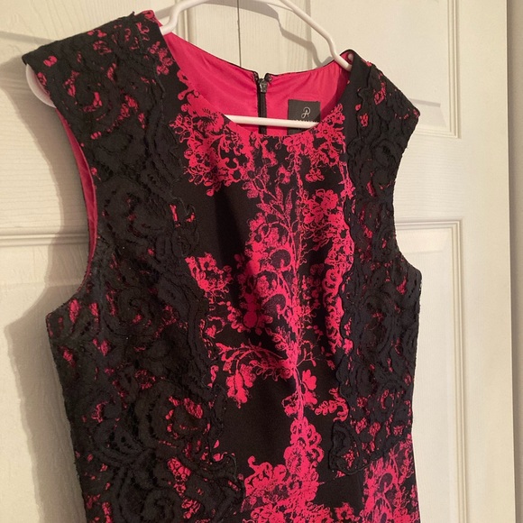 Adrianna Papell Fuchsia and Black Print Dress - Picture 2 of 5